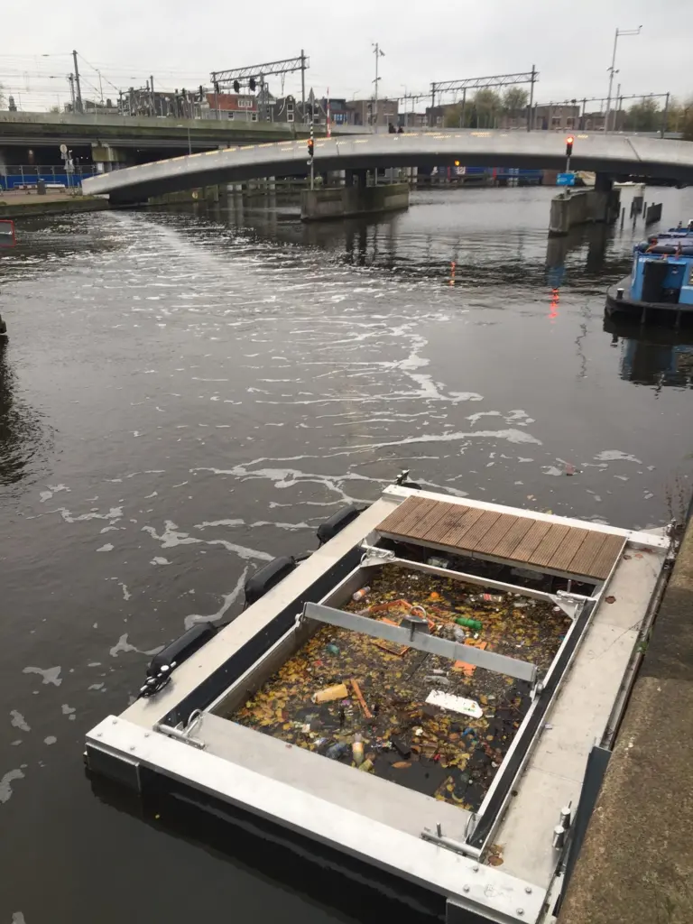 The Bubble Barrier in Amsterdam will have its catch analysed. Image: The Great Bubble Barrier