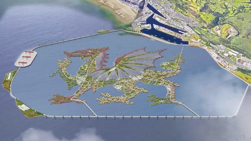 Yes, a giant island in the shape of a Welsh dragon