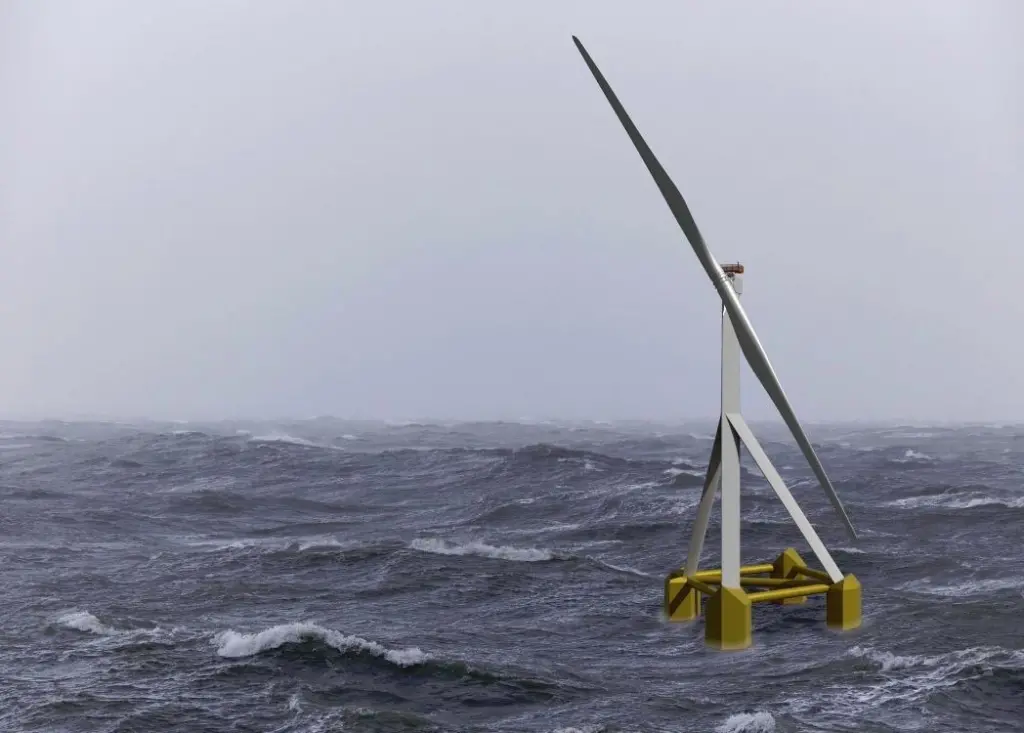 The nacelle of the wind turbine is mounted directly on the tower because no yaw bearing is required to allow the rotor mounting to turn
