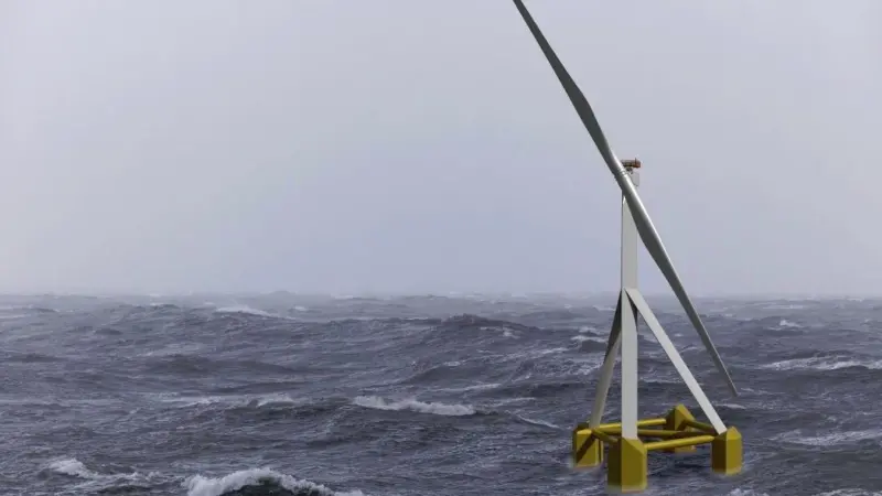 The nacelle of the wind turbine is mounted directly on the tower because no yaw bearing is required to allow the rotor mounting to turn