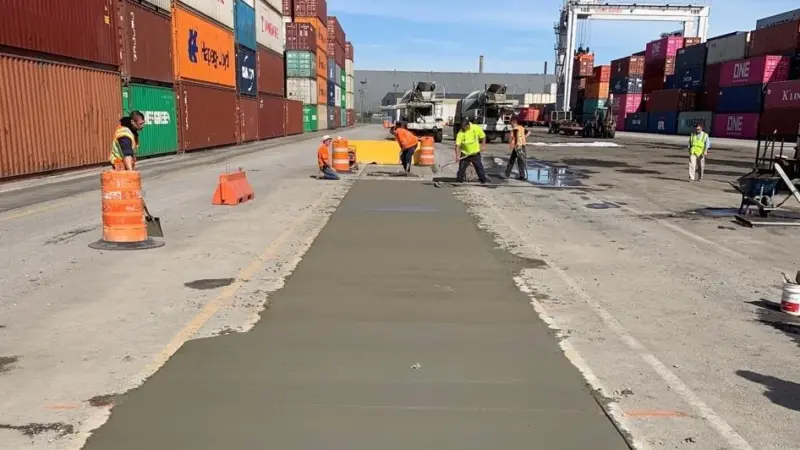 EdenCrete enriched concrete being poured at Port of Savannah