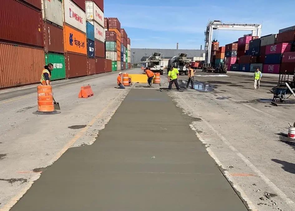 EdenCrete enriched concrete being poured at Port of Savannah