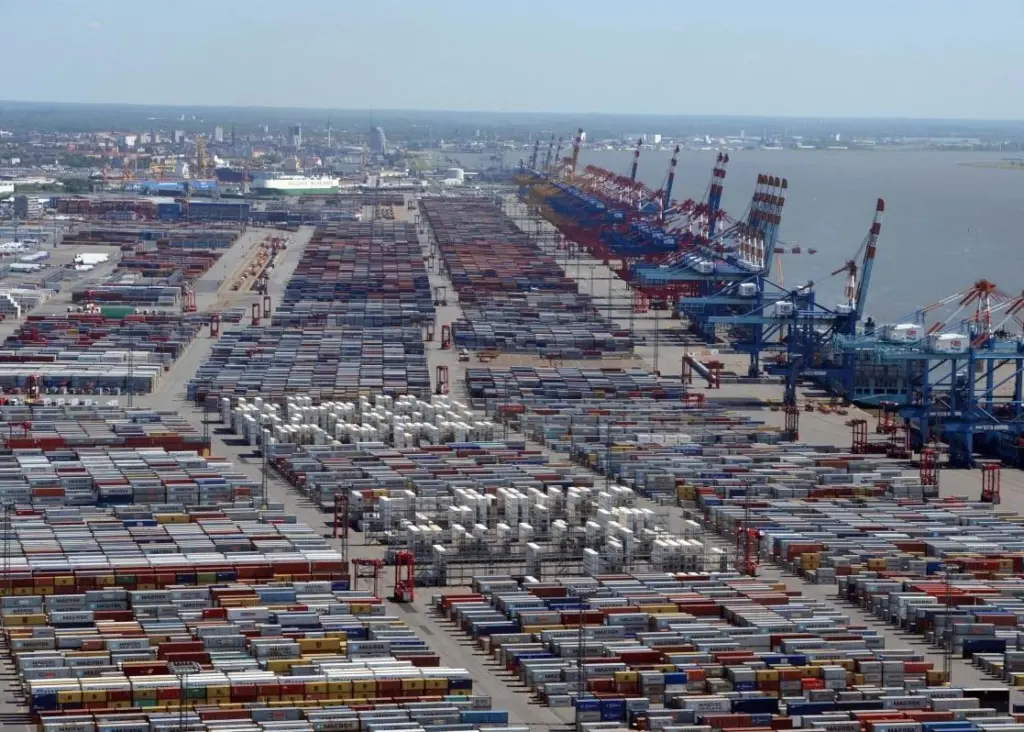 Part of Bremerhaven's giant North Sea container handling facilities.