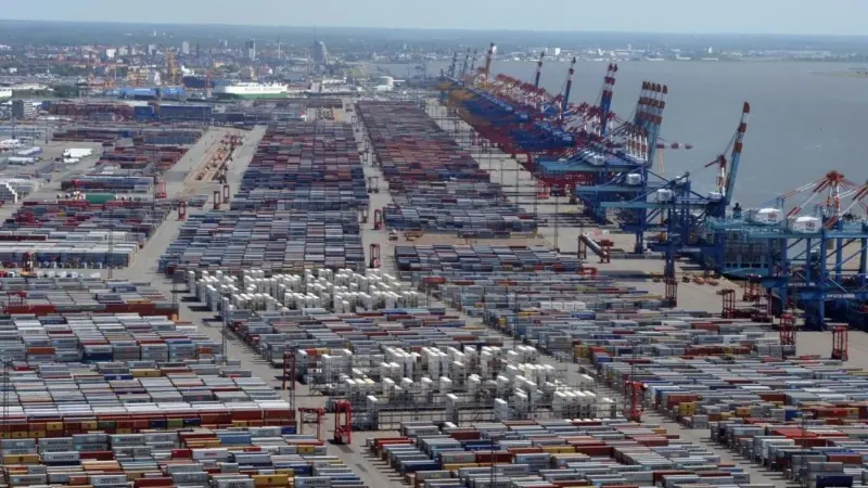 Part of Bremerhaven's giant North Sea container handling facilities.