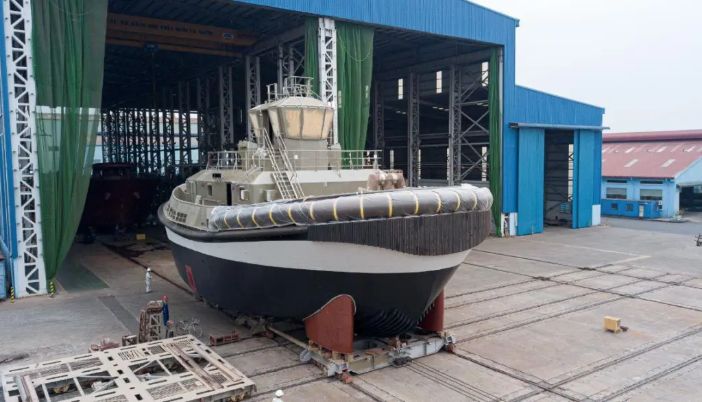 Ports of Auckland's 'Sparky' has been launched in Vietnam (Damen)