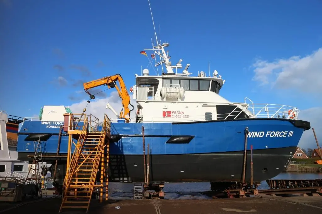 Offshore CTVs like Wind Force III are regular callers at Diedrich.