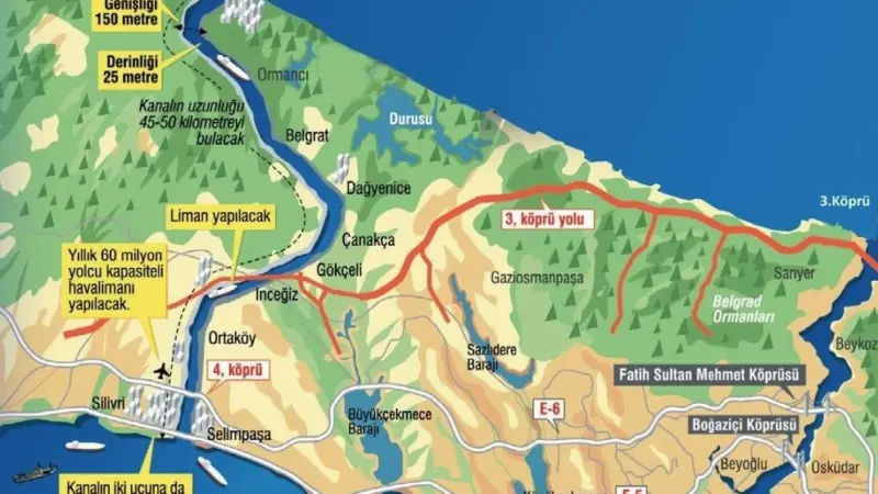 The route planned is west of the Bosphorus Strait, and includes the area from the Kucukcekmece Lake to the Durusu region