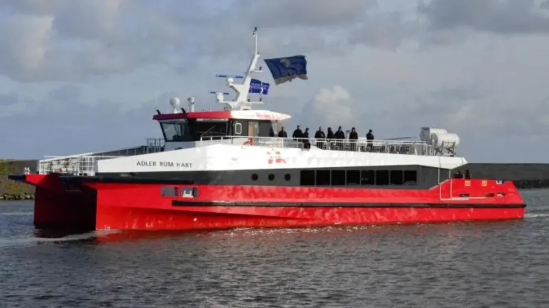 Adler Rüm Hart is a lightweight aluminium and very compact catamaran passenger