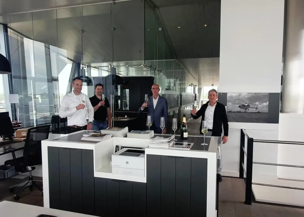 From left: Tim van Berchum (Financial Manager, Concordia Damen Shipbuilding), Pieter Baggerman (Naval Architect, Concordia Damen Shipbuilding), Harm Lenten (Owner, Lenten Scheepvaart), Chris Kornet (CEO, Concordia Damen Shipbuilding)