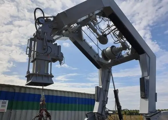 One of Vestdavit’s latest generation PLD davits undergoing testing at Vestdavit Production in Poland (Photo: Vestdavit)