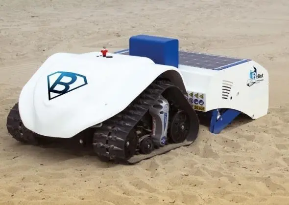 The BeBot from the Searial Cleaners range is an automated beach cleaning robot