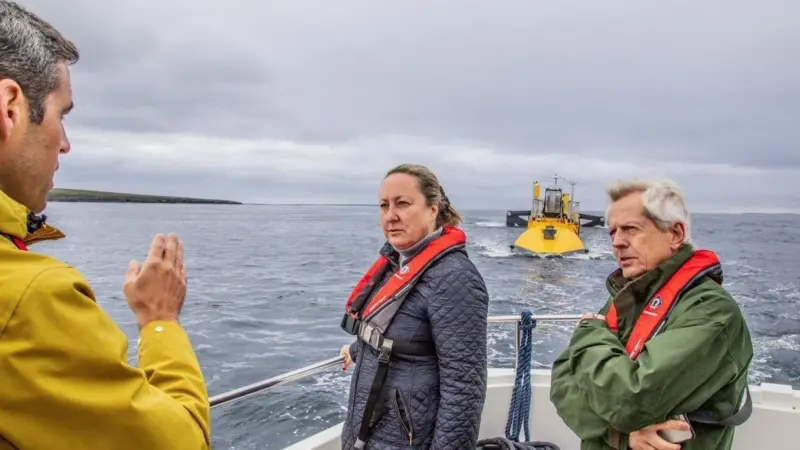 The Ministers visited EMEC’s Fall of Warness tidal test site