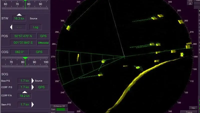VisionMaster's Additional Military Layers include a Target Intercept feature which allows the operator to plan and execute intercept manoeuvres between one vessel and another Photo: Sperry Marine
