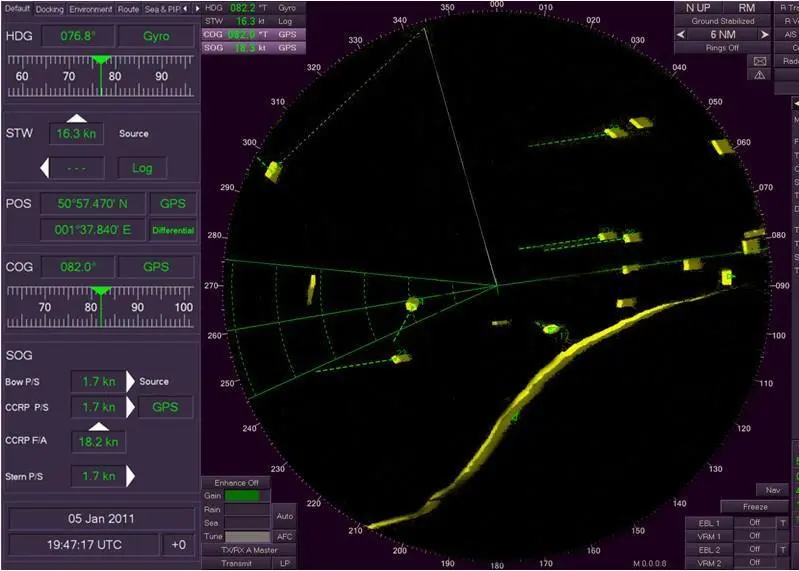 VisionMaster's Additional Military Layers include a Target Intercept feature which allows the operator to plan and execute intercept manoeuvres between one vessel and another Photo: Sperry Marine