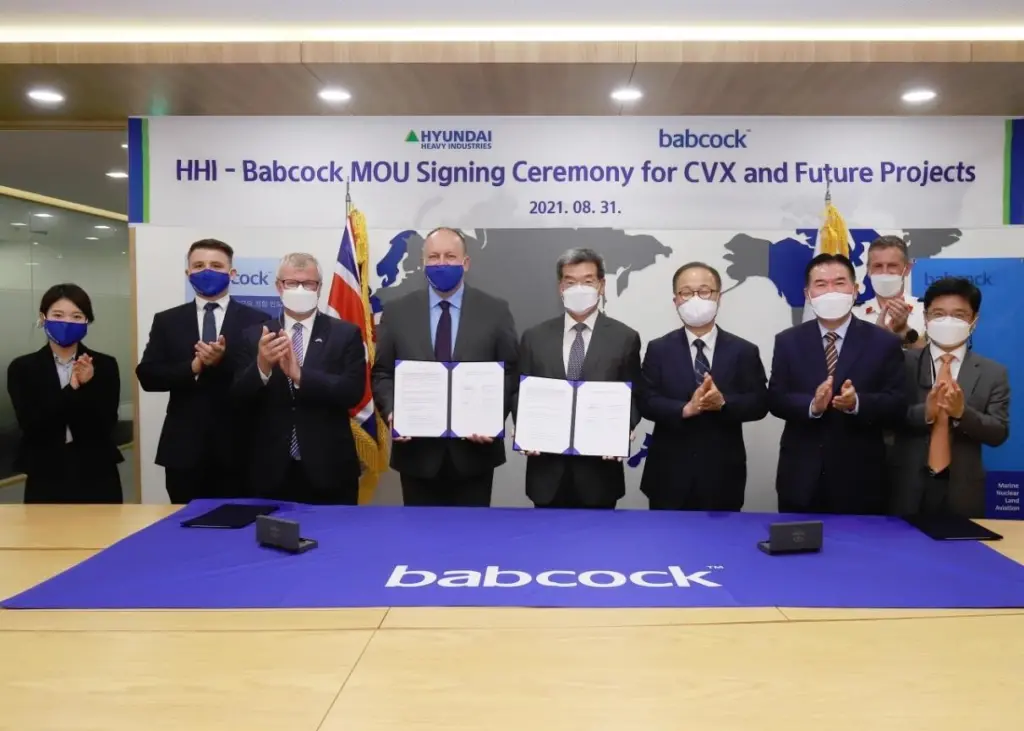Babcock International Group and Hyundai Heavy Industries signing