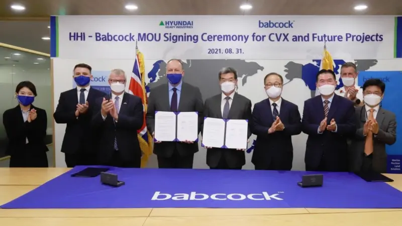 Babcock International Group and Hyundai Heavy Industries signing