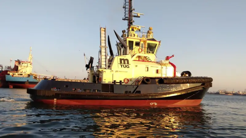 'Med Antares' is one of two similar tugs operating for MSC in Portugal (Sanmar)
