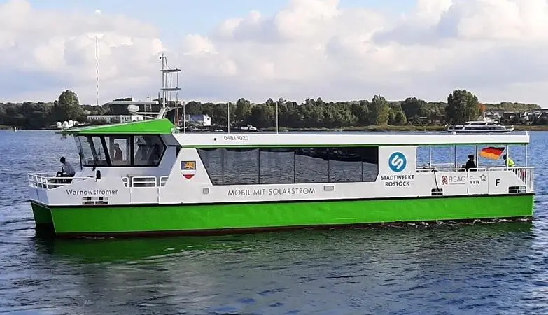 Praise for Rostock’s first all electric ferry catamaran (Photo RSAG)