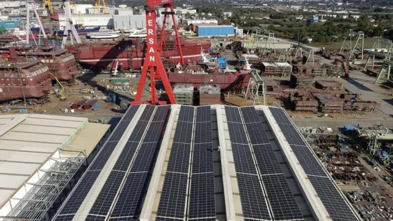 Tersan Shipyard has installed Solar Energy Panels to the roof tops of the Shipyard workshops
