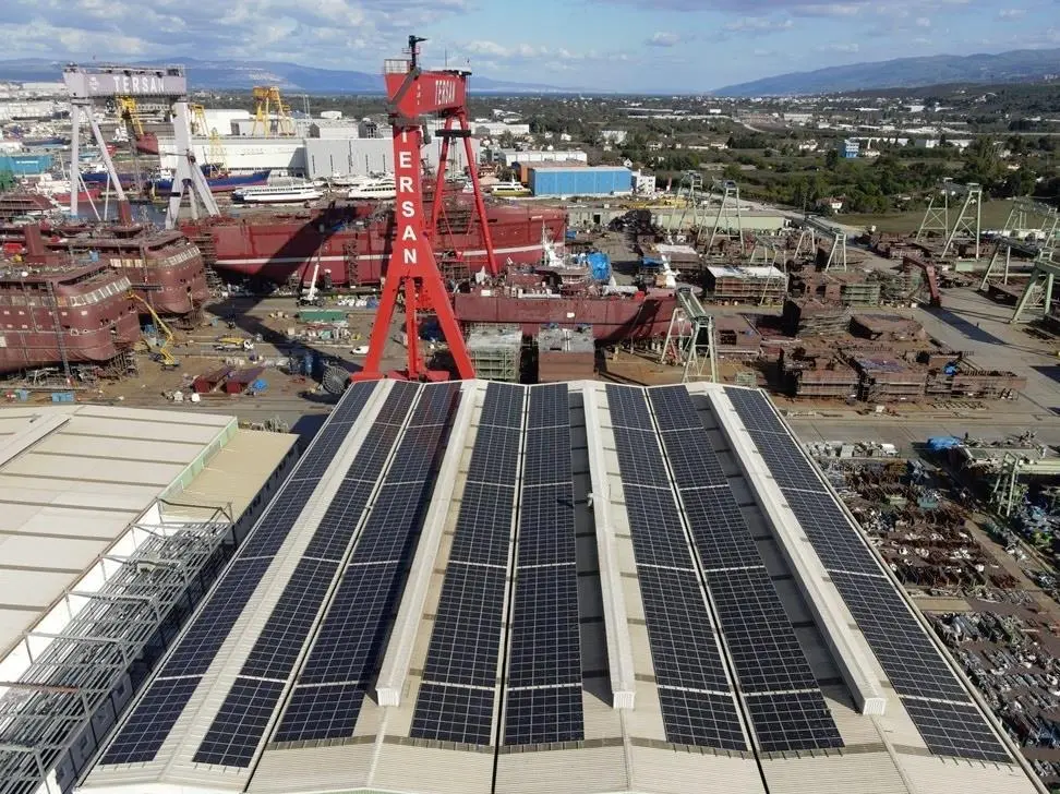 Tersan Shipyard has installed Solar Energy Panels to the roof tops of the Shipyard workshops