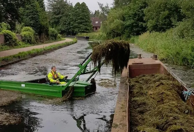 Weed clearance on a UK canal