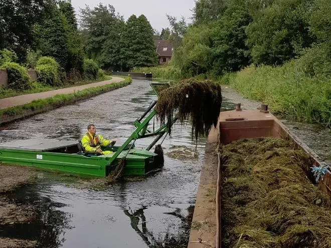 Weed clearance on a UK canal