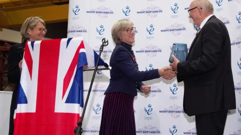 Peter Morton, Chief Executive of The Wight Shipyard Co. receiving the Queen's Award for Enterprise