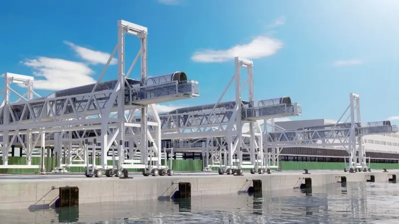 How the Seaport Passenger Boarding Bridges will look like at the cruise terminal of Bremerhaven in 2023