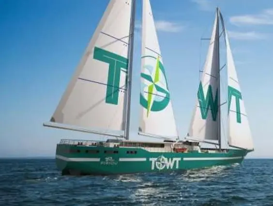 3D image of the future TOWT sailing cargo ship (Piriou)