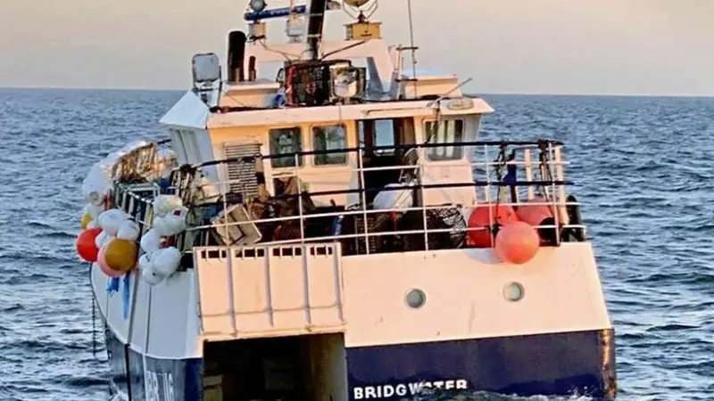 'Galwad-Y-Mor' low in the water following the explosion (Photo- Andrew Oliver)