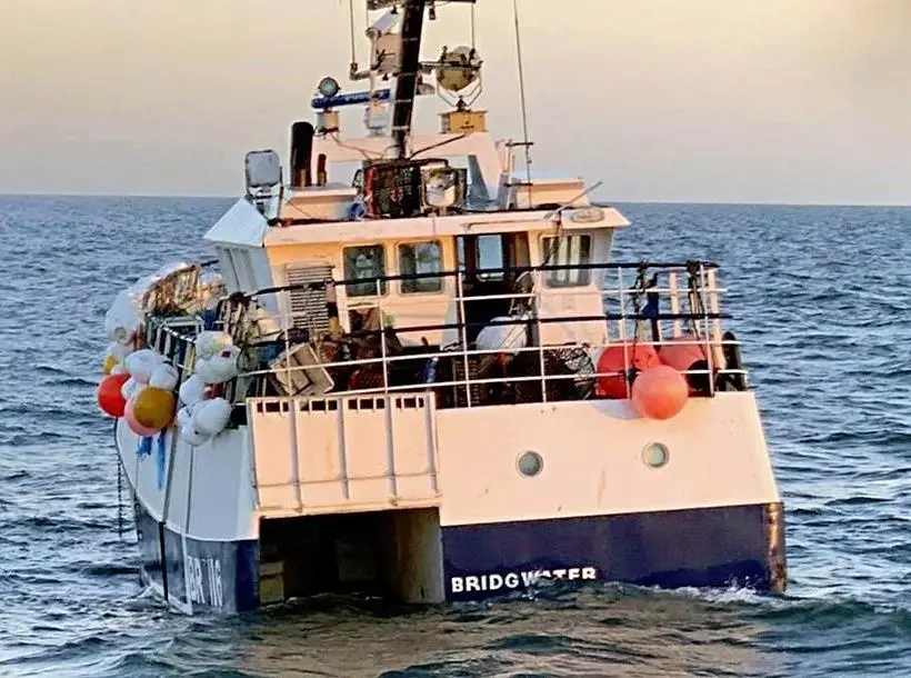'Galwad-Y-Mor' low in the water following the explosion (Photo- Andrew Oliver)
