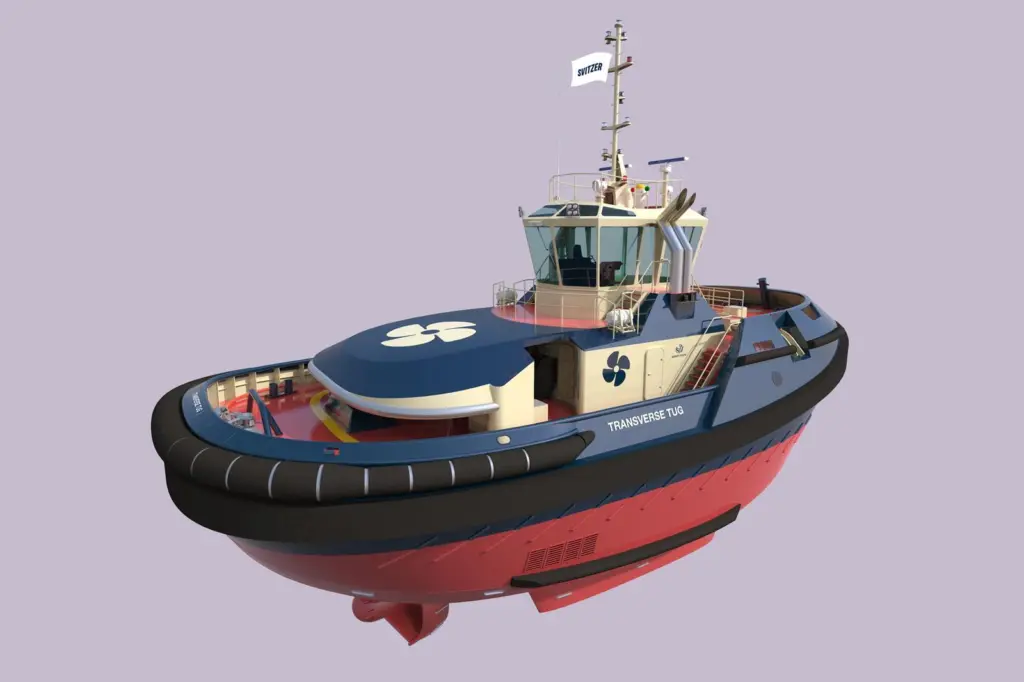 Svitzer's TRAnsverse tug will have an omni-directional hull and inline thrusters (Svitzer)