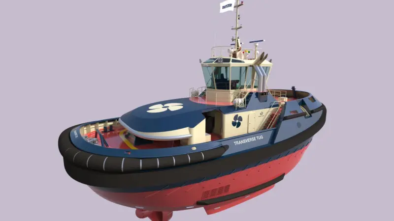 Svitzer's TRAnsverse tug will have an omni-directional hull and inline thrusters (Svitzer)