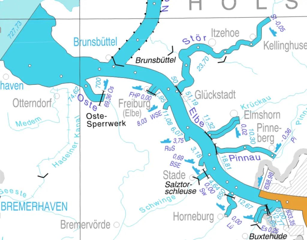 The section of the River Elbe that now has a permanent tugboat to secure it.