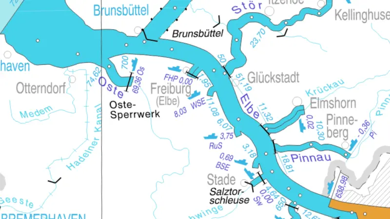 The section of the River Elbe that now has a permanent tugboat to secure it.