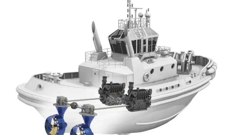 Scottel's Sydrive system allows both thrusters to be operated by one engine (Schottel)