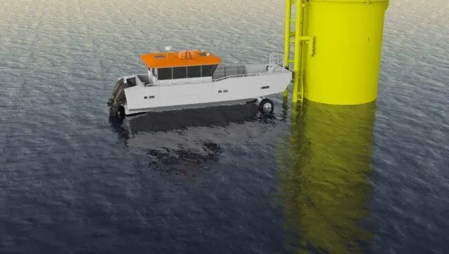 Commercial RIB Charter's fully amphibious vessel for support in offshore windfarm operations will run OXE Diesel outboards
