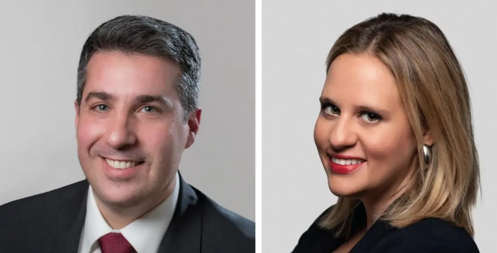 Anthony Paizes and Vanessa Tzoannos, new partners at Hill Dickinson
