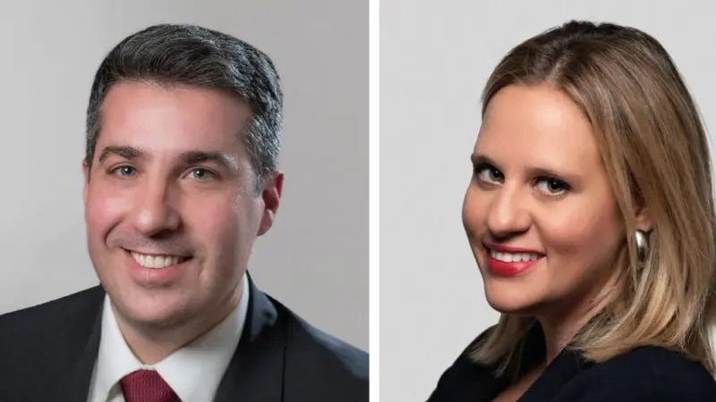 Anthony Paizes and Vanessa Tzoannos, new partners at Hill Dickinson