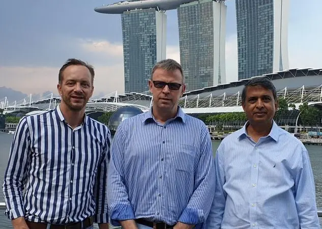 Olof Koning will lead a new Van Ameyde Seasia executive team comprising Shipping Director Capt. Sanjay Varma (right), and Capt. Rutger Bierman (left), appointed Director, Offshore & Energy