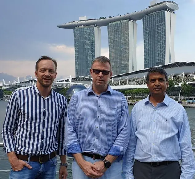 Olof Koning will lead a new Van Ameyde Seasia executive team comprising Shipping Director Capt. Sanjay Varma (right), and Capt. Rutger Bierman (left), appointed Director, Offshore & Energy