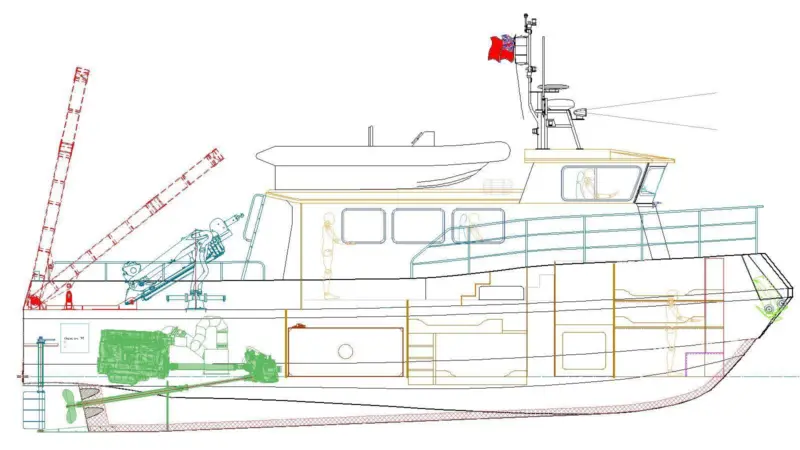 Lines plan of EIFCA boat from Goodchild Marine