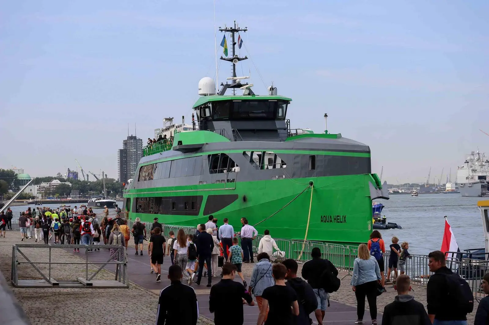 Damen's FCS 7011 'Aqua Helix' was open to visitors attracting long queues (Peter Barker)