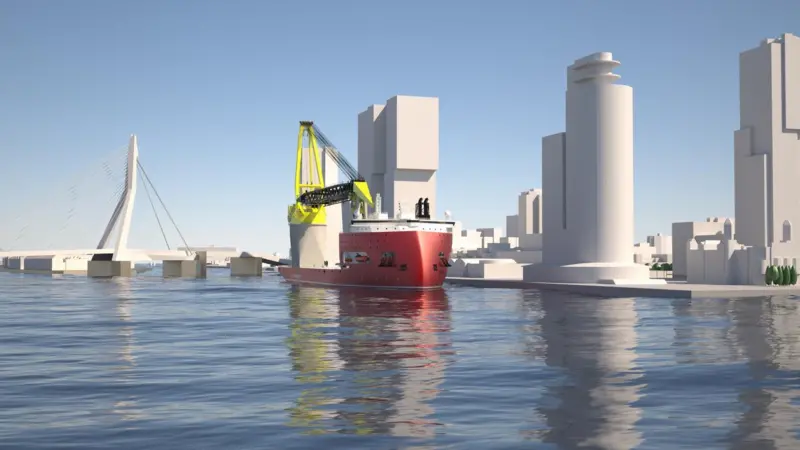 The design features an ULSTEIN X-BOW and an ultra-high-capacity crane