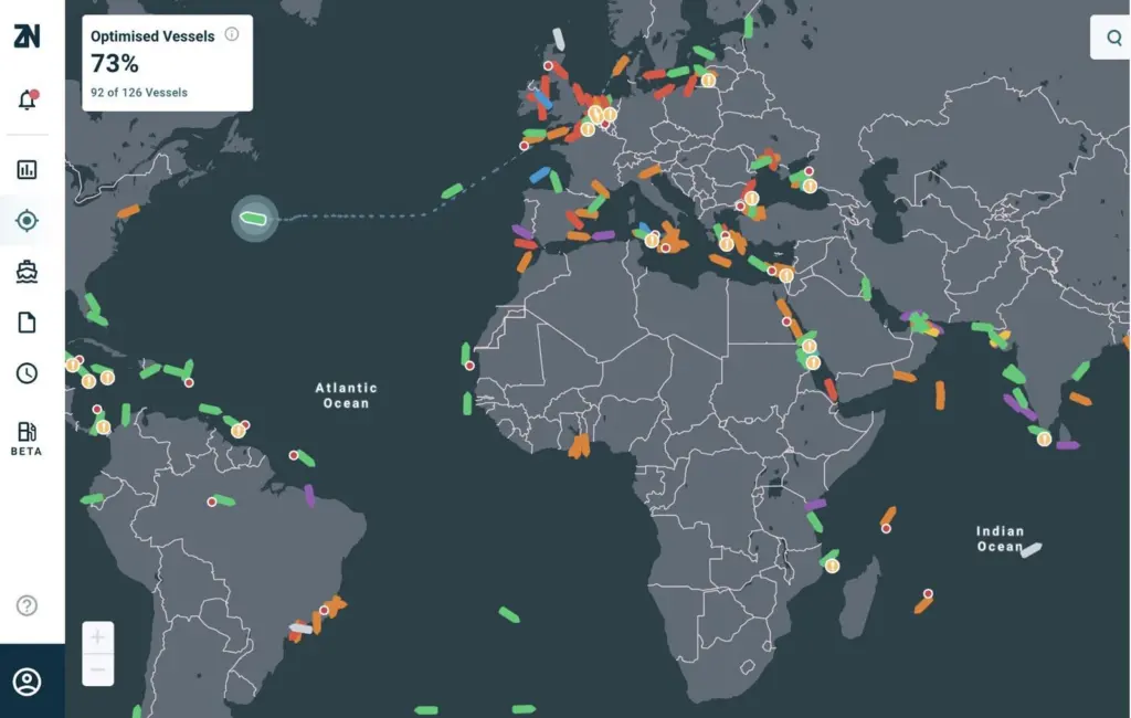 ZeroNorth's Fleet Dashboard gives a worldwide overview