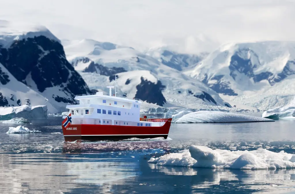Vikingfjord rear profile with landscape Render Secret Atlas 300dpi