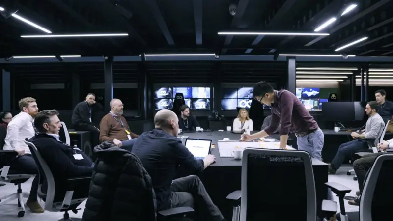 The team at Ocean Infinity, several experts around a meeting table