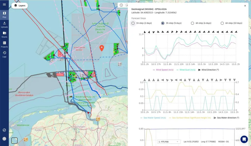 MetOcean data can be viewed as a layer on the TrueOcean Marine Data Platform