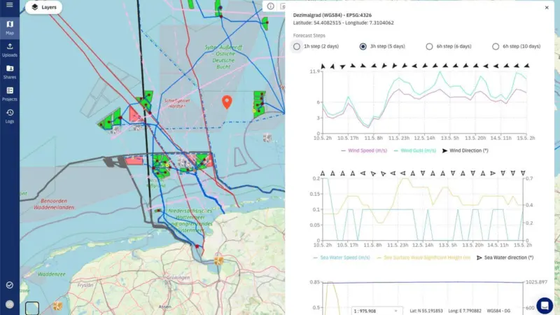 MetOcean data can be viewed as a layer on the TrueOcean Marine Data Platform