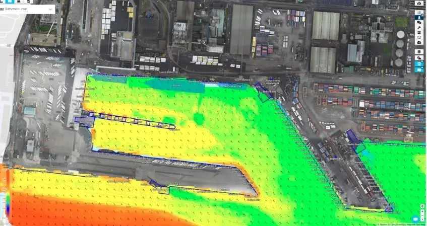 Accurate information on assets and bathymetry helps in vessel planning (Image, Dublin Port GISGRO account)